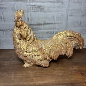 Gold Rooster Statue Home Decor Hard Resin